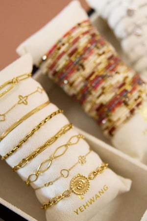 Bracelets display jewelry set charms Gold Color Stainless Steel h5 Picture2